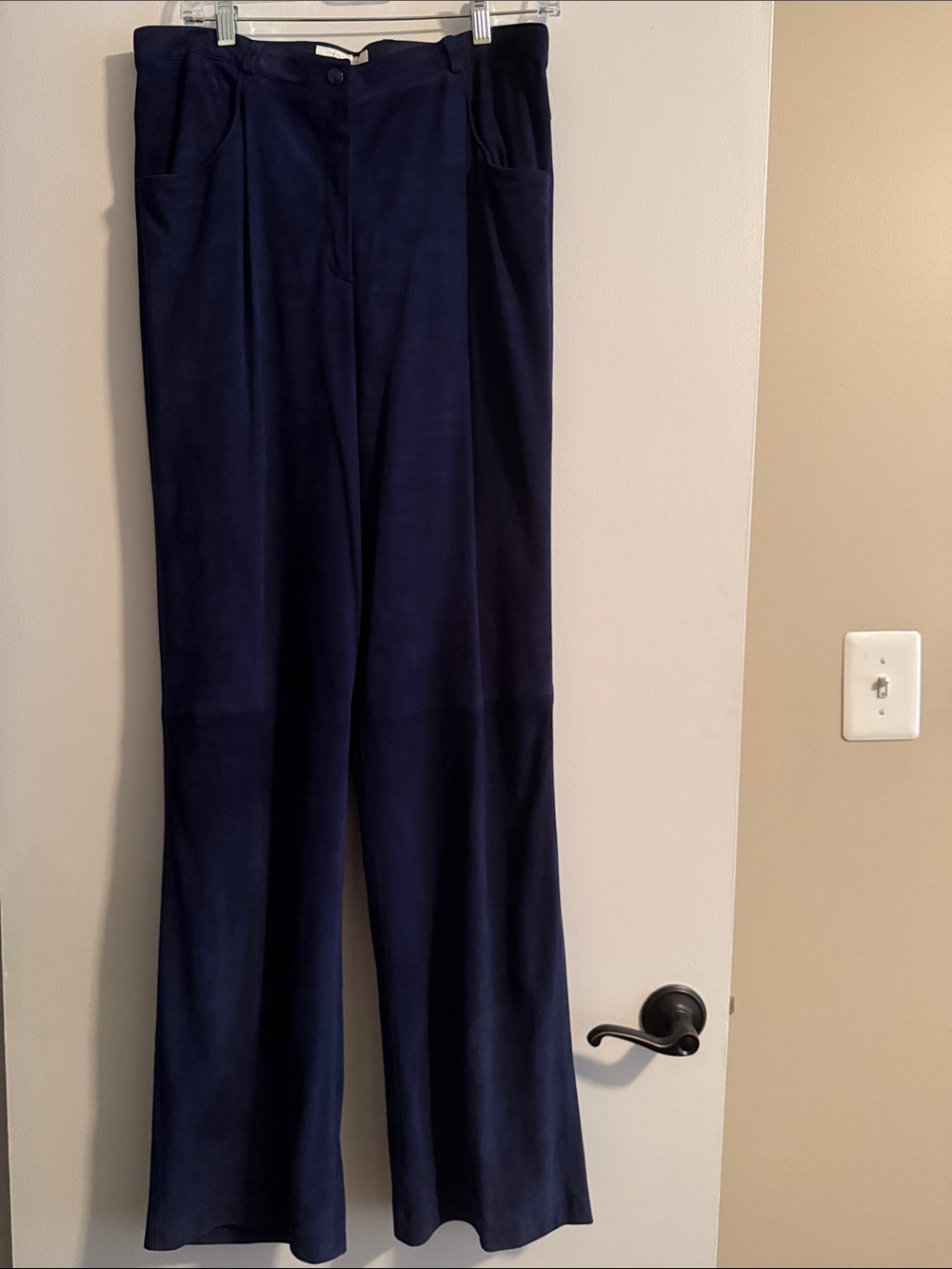 Escada Rich Blue Suede Goat Skin Blazer & Pant